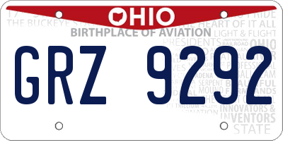 OH license plate GRZ9292