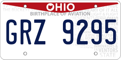 OH license plate GRZ9295