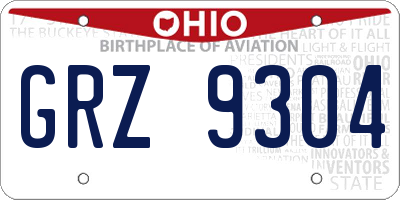 OH license plate GRZ9304