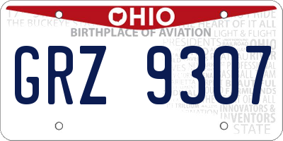 OH license plate GRZ9307