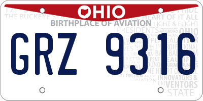 OH license plate GRZ9316