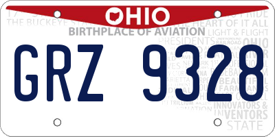 OH license plate GRZ9328