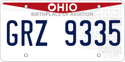 OH license plate GRZ9335