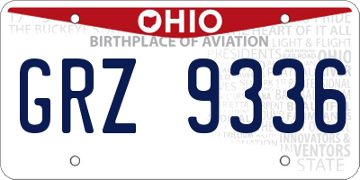 OH license plate GRZ9336