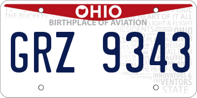 OH license plate GRZ9343