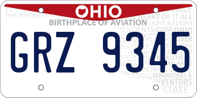 OH license plate GRZ9345