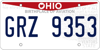 OH license plate GRZ9353