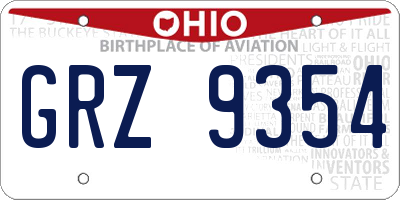 OH license plate GRZ9354