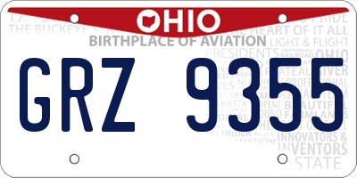 OH license plate GRZ9355