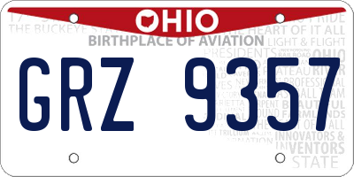 OH license plate GRZ9357