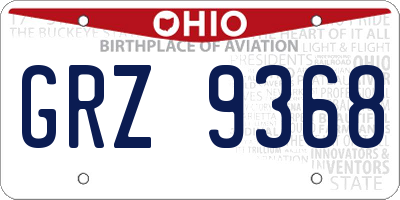 OH license plate GRZ9368