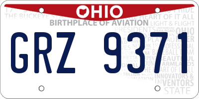 OH license plate GRZ9371