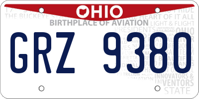 OH license plate GRZ9380