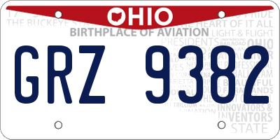 OH license plate GRZ9382