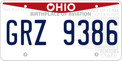 OH license plate GRZ9386