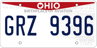 OH license plate GRZ9396