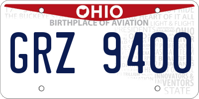 OH license plate GRZ9400