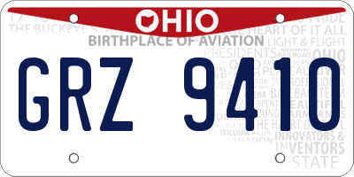 OH license plate GRZ9410