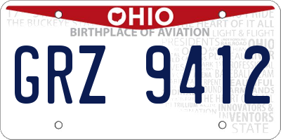 OH license plate GRZ9412