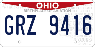 OH license plate GRZ9416