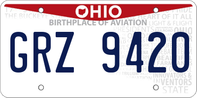 OH license plate GRZ9420