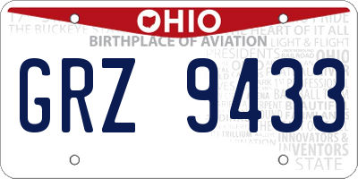 OH license plate GRZ9433