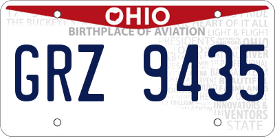 OH license plate GRZ9435