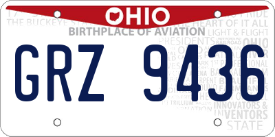 OH license plate GRZ9436