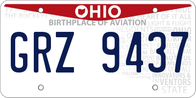 OH license plate GRZ9437
