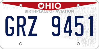 OH license plate GRZ9451
