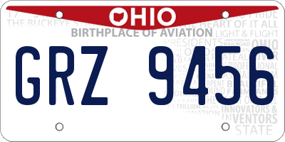 OH license plate GRZ9456