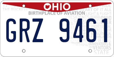 OH license plate GRZ9461
