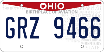 OH license plate GRZ9466