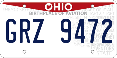 OH license plate GRZ9472