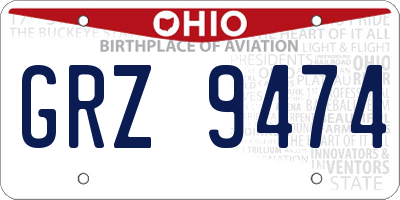 OH license plate GRZ9474