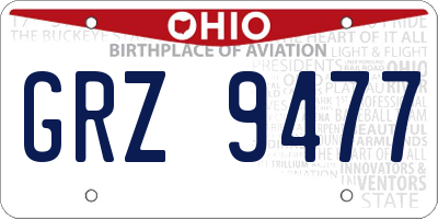 OH license plate GRZ9477