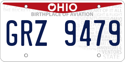 OH license plate GRZ9479