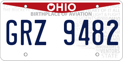 OH license plate GRZ9482