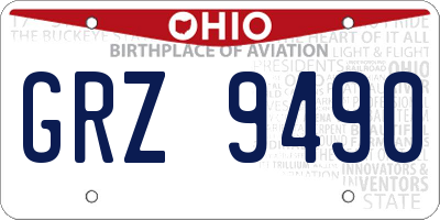 OH license plate GRZ9490