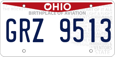 OH license plate GRZ9513