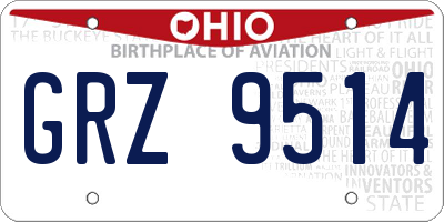 OH license plate GRZ9514