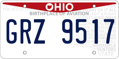 OH license plate GRZ9517