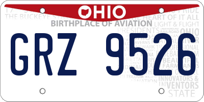 OH license plate GRZ9526