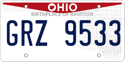 OH license plate GRZ9533
