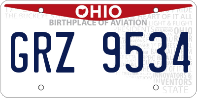 OH license plate GRZ9534