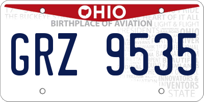 OH license plate GRZ9535
