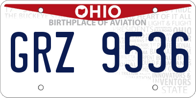 OH license plate GRZ9536