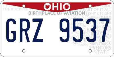 OH license plate GRZ9537