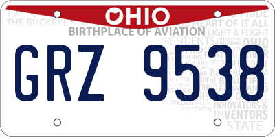 OH license plate GRZ9538