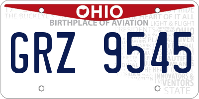 OH license plate GRZ9545